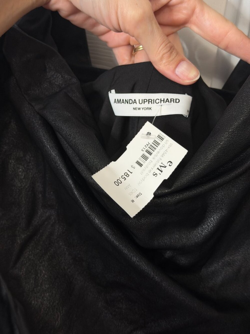 Amanda Uprichard Black Pleather Bodysuit NWT- Women's Medium - Picture 2 of 4